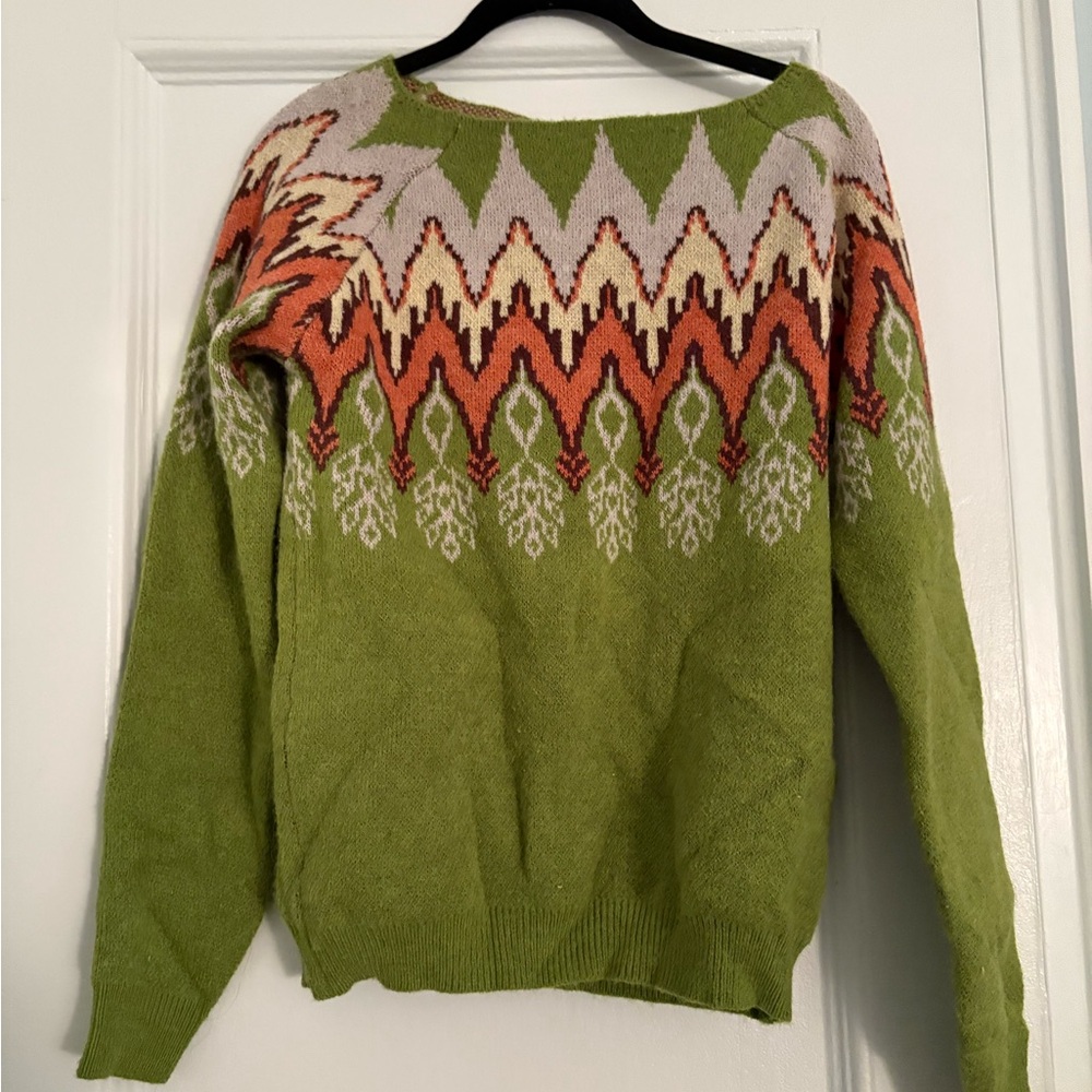 Green Patterned Women's Sweater